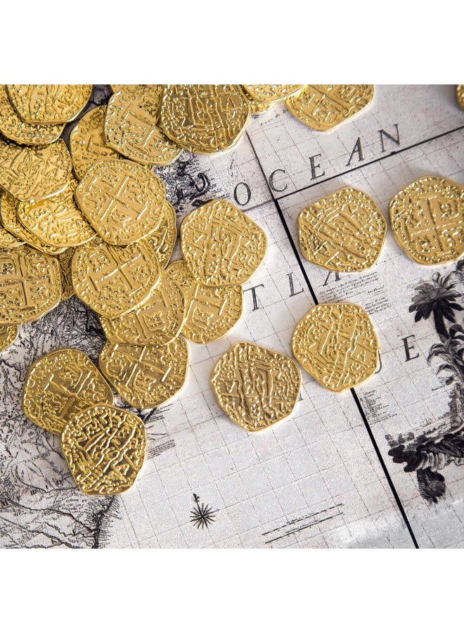 Beverly Oaks Metal Pirate Coins - Gold Spanish Doubloon Replicas - Fantasy Metal Coin Pirate Treasure (50-Coins-All Gold) - Image 4