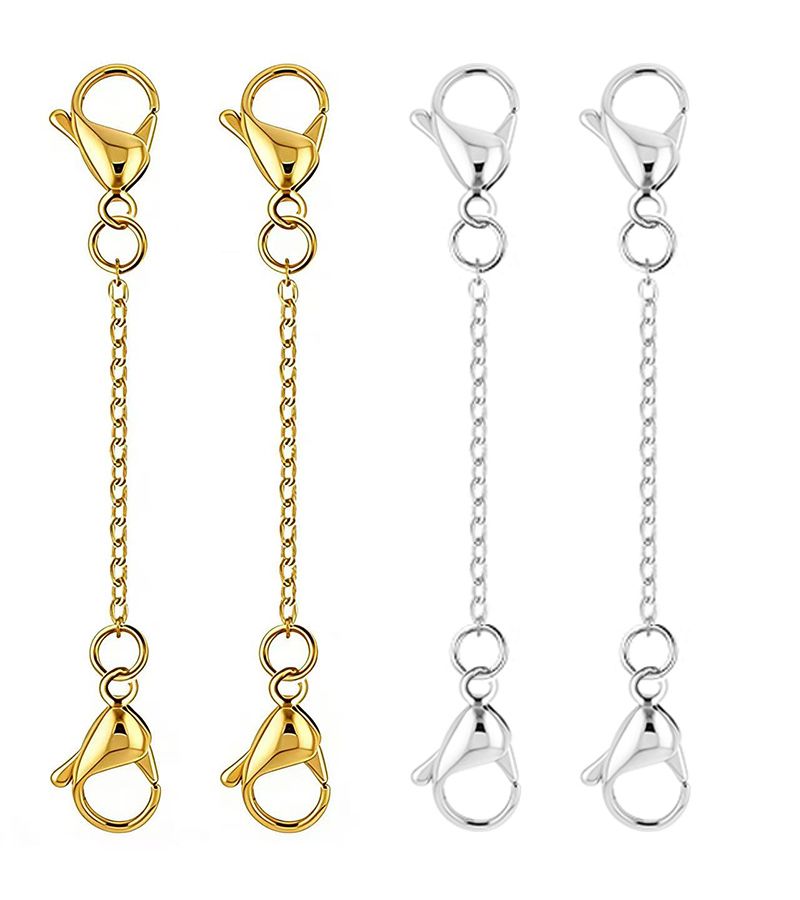 1.97 Inch Steel Double Head Lobster Clasp With Tail Chain Extension For Handmade Necklace Bracelet Making 2 Pcs - Image 1