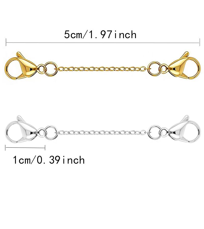 1.97 Inch Steel Double Head Lobster Clasp With Tail Chain Extension For Handmade Necklace Bracelet Making 2 Pcs - Image 4