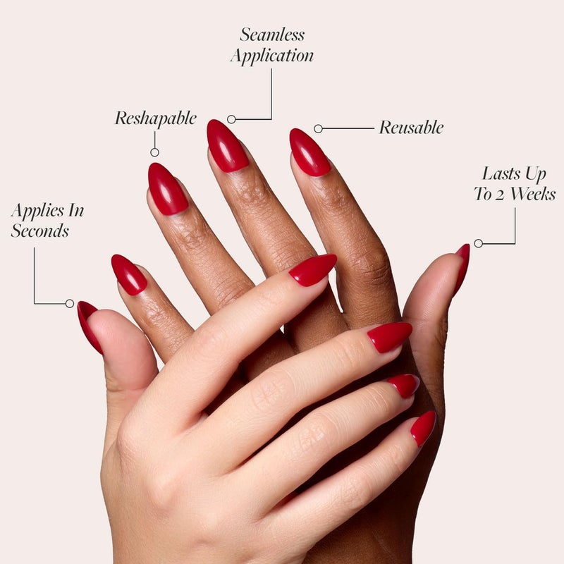 Glamnetic Backup reserve local stock Press On Nails - Classic Red | Opaque Cool Tone, Timeless Red Short Almond Fake Nails, Reusable | 15 Sizes - 30 Nail Kit Multi-use well optimized build - Image 3