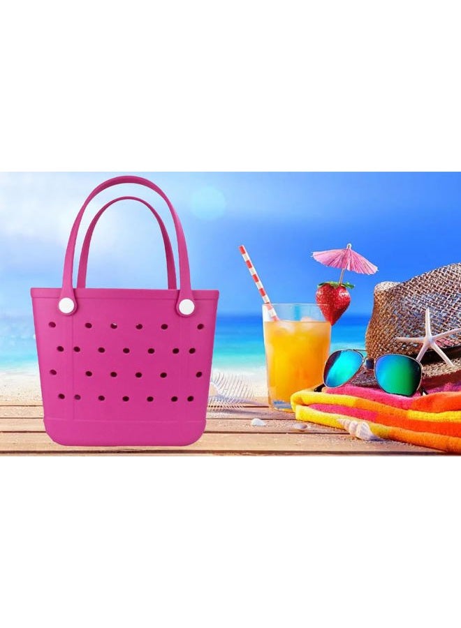 Juyeesm Medium Beach Bag, Waterproof Rubber Beach Bag, Washable Open Tote Bag Durable Tote Travel Bags for Outdoor Sport, Lake Blue, Medium(14.5*12.8*6in), Beach - Image 3