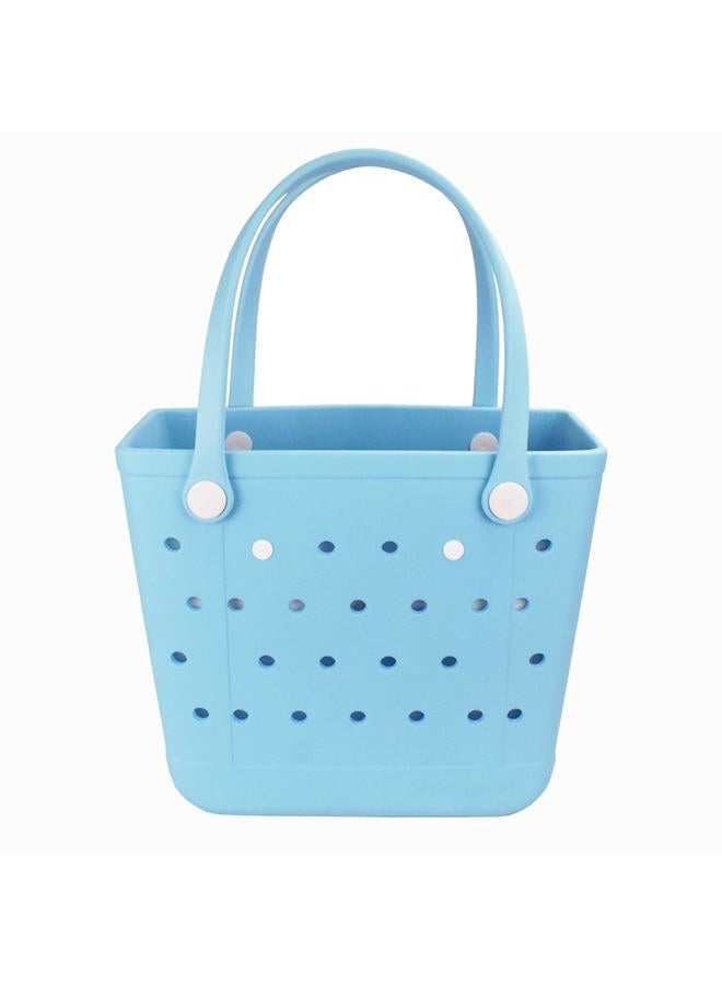 Juyeesm Medium Beach Bag, Waterproof Rubber Beach Bag, Washable Open Tote Bag Durable Tote Travel Bags for Outdoor Sport, Lake Blue, Medium(14.5*12.8*6in), Beach - Image 1