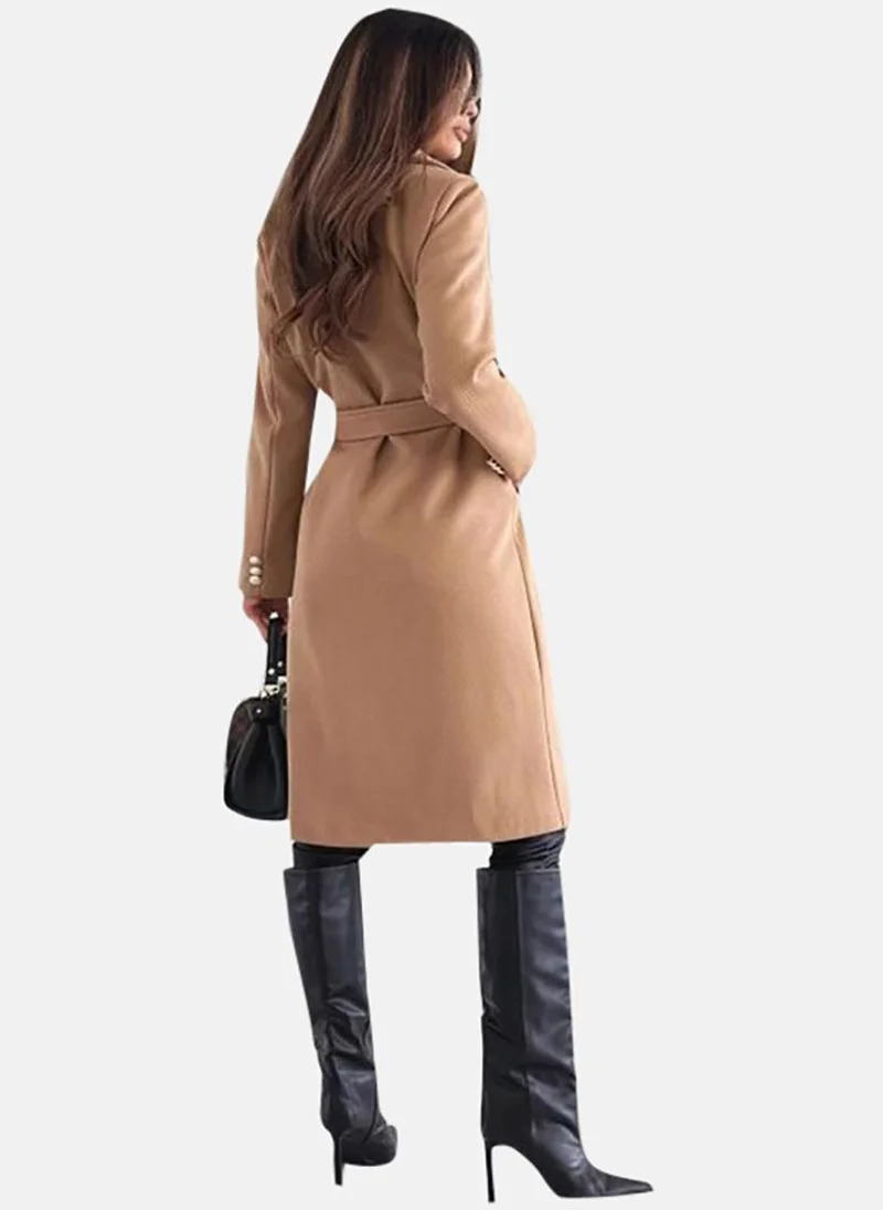 YUNIQEE Brown Solid Relaxed Fit Open front Coats