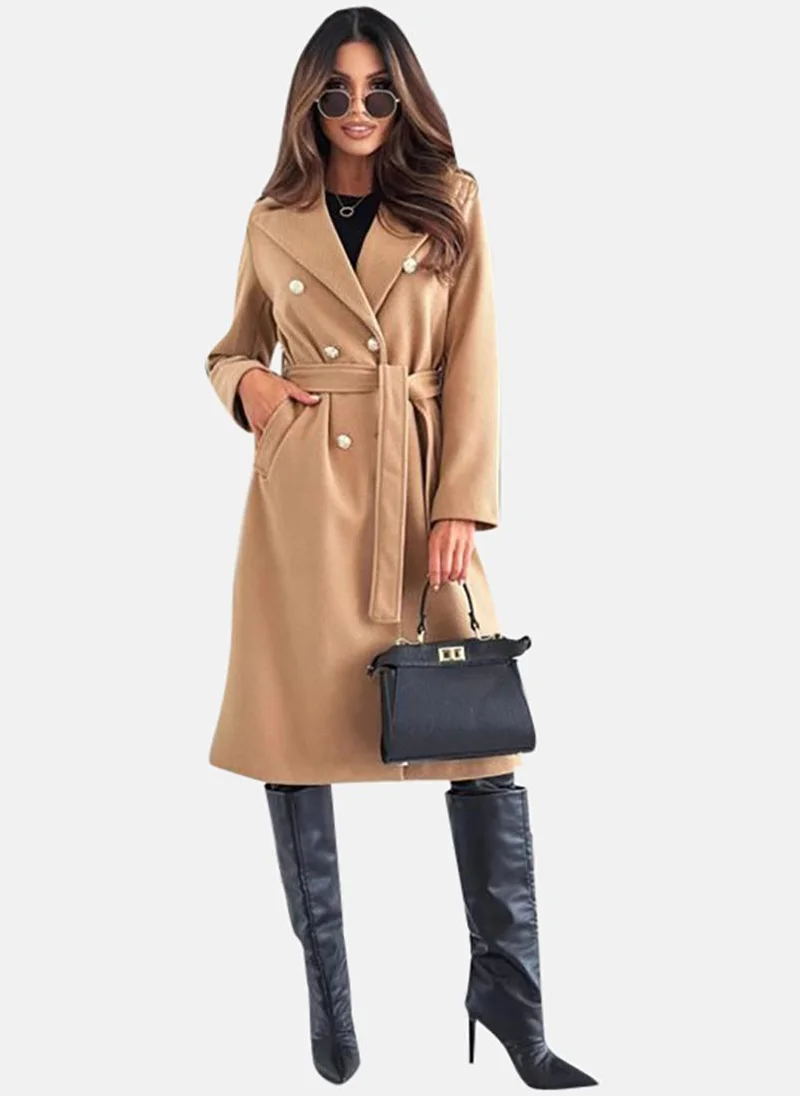 YUNIQEE Brown Solid Relaxed Fit Open front Coats