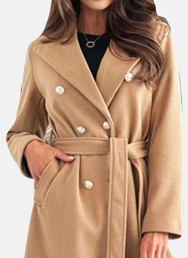 YUNIQEE Brown Solid Relaxed Fit Open front Coats