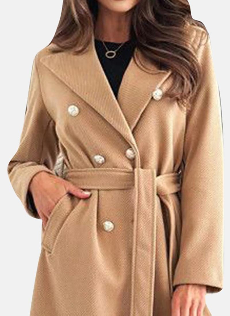 يونيكي Brown Solid Relaxed Fit Open front Coats - Image 3