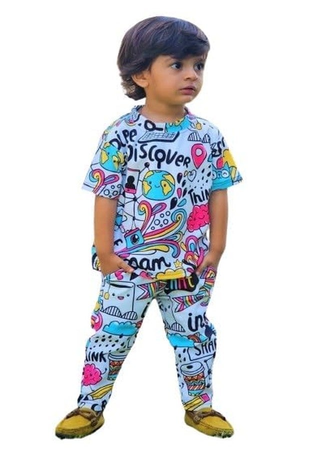 VEMPIX Exclusive kids shirt and shorts with suspenders in kids comfortable fabrics and best stitching quality in exclusive print (White)