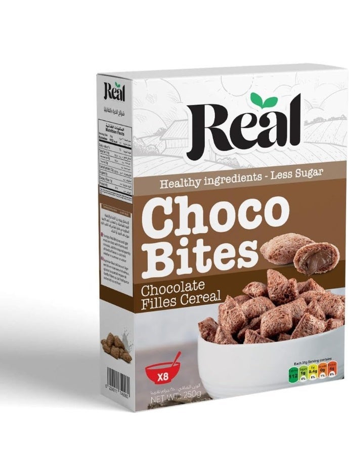 ريل حبوب Real Pillow Bites - Choco Bites - حبوب مقرمشة محشوة بزبدة الفول السوداني، سكر أقل، عبوة 225 جرام - وجبة خفيفة مغذية ولذيذة في أي وقت - Image 1