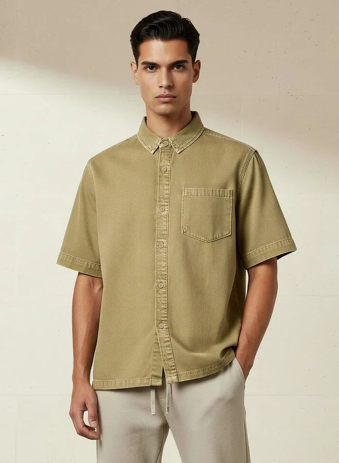 Splash FAV Men Relaxed Fit Collared Short Sleeves Shirt