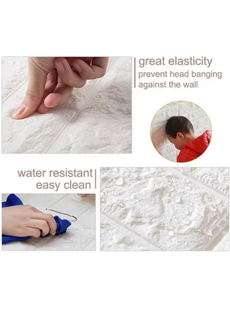 شاربدو 5-Piece 3D الطوب نمط الرغوة الزخرفية اللصق خلفية مجموعة بيضاء 77x70 CM - Image 5