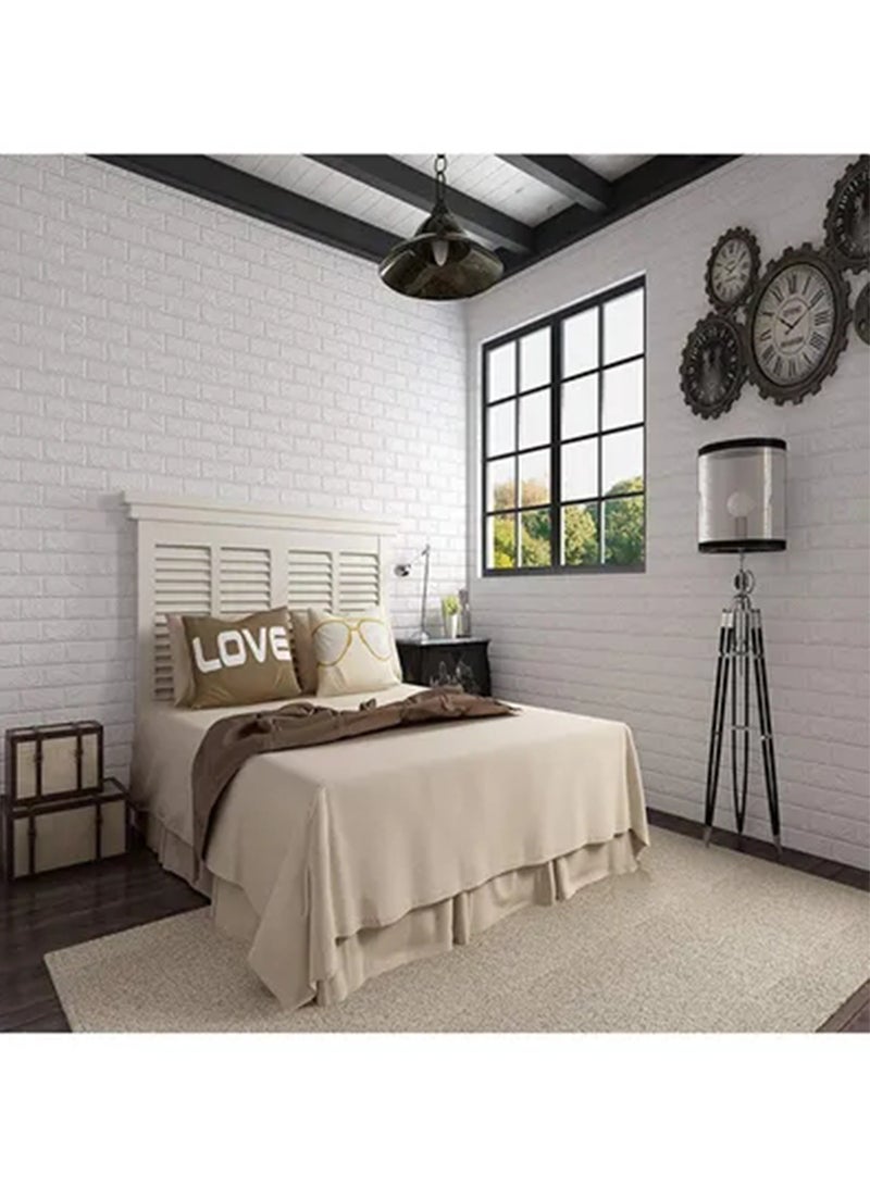 شاربدو 5-Piece 3D الطوب نمط الرغوة الزخرفية اللصق خلفية مجموعة بيضاء 77x70 CM - Image 3