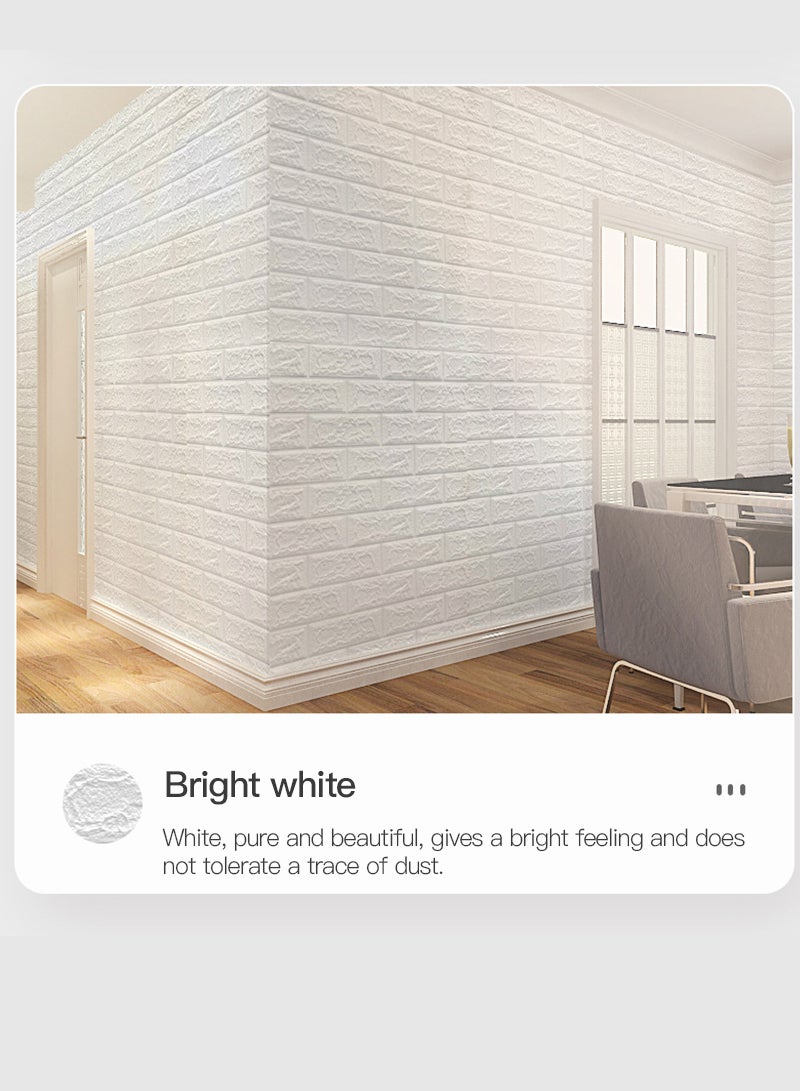 شاربدو 5-Piece 3D الطوب نمط الرغوة الزخرفية اللصق خلفية مجموعة بيضاء 77x70 CM - Image 2