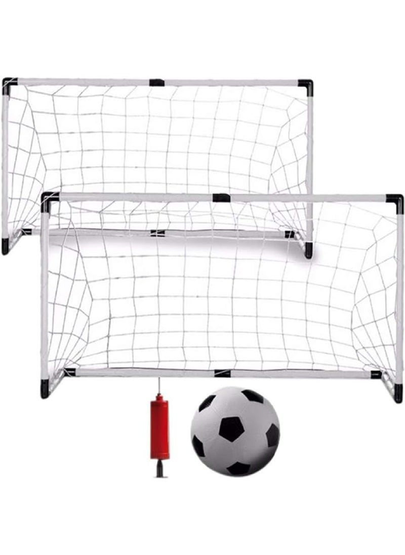 Rock Pow Children Portable Football Goal Soccer Door Set with Soccer Ball and Pump Indoor and Outdoor Sports Kids Soccer Goals for Backyard  - Image 1