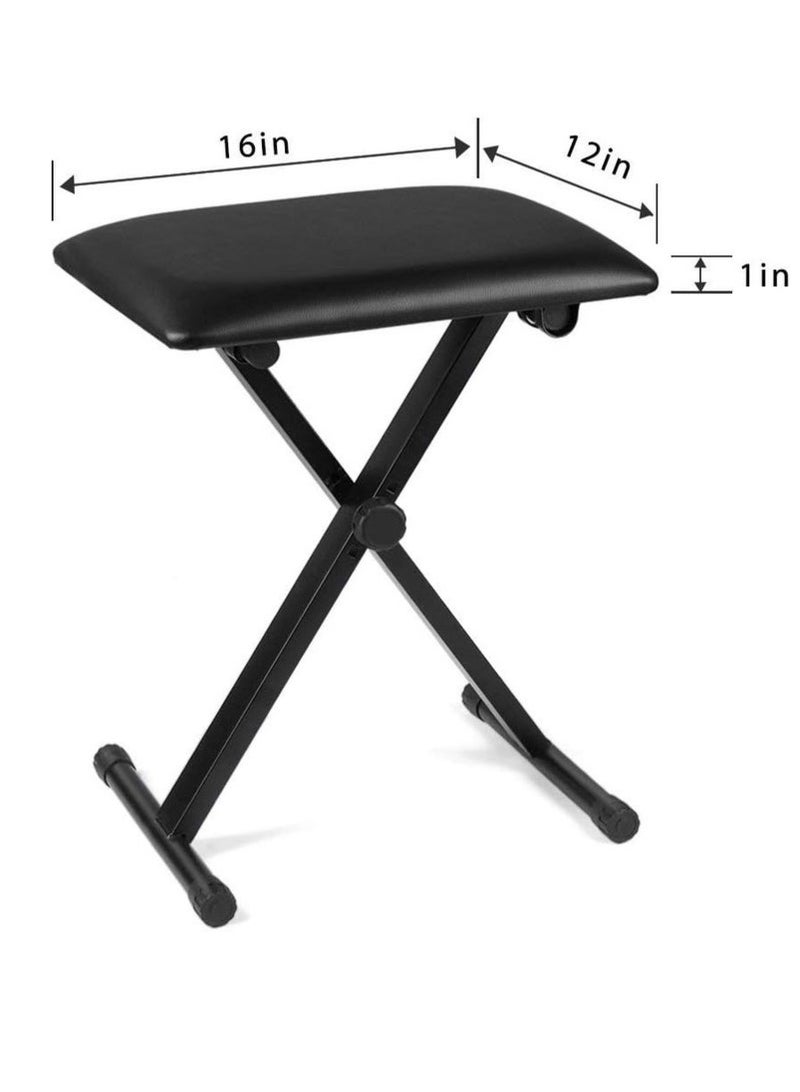 والالا مقعد لوحة مفاتيح البيانو، مقعد مبطن على شكل حرف X، مقعد بيانو قابل للتعديل الارتفاع، مقعد مبطن للوحة المفاتيح، مقعد قابل للطي، مقعد كرسي للوحات المفاتيح الإلكترونية الرقمية والبيانو - Image 3