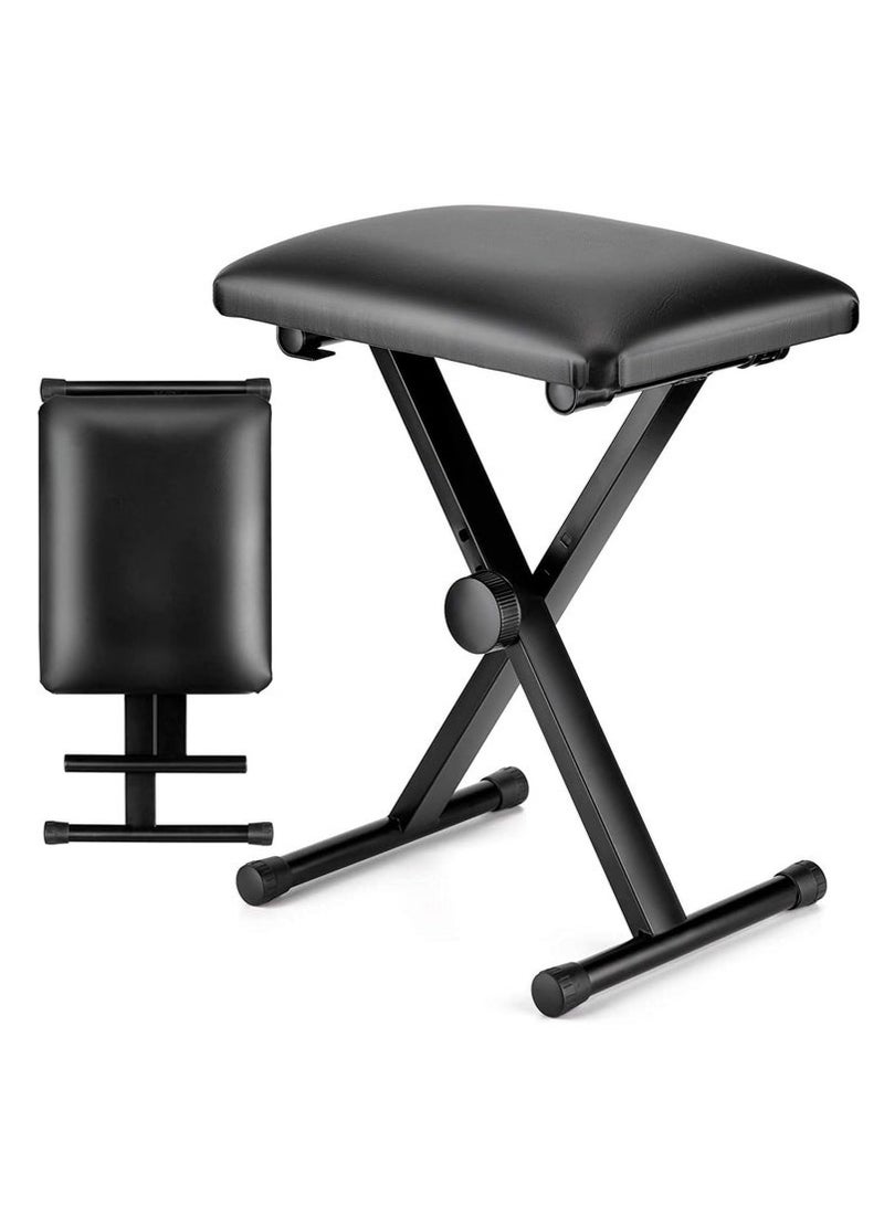 والالا مقعد لوحة مفاتيح البيانو، مقعد مبطن على شكل حرف X، مقعد بيانو قابل للتعديل الارتفاع، مقعد مبطن للوحة المفاتيح، مقعد قابل للطي، مقعد كرسي للوحات المفاتيح الإلكترونية الرقمية والبيانو - Image 1