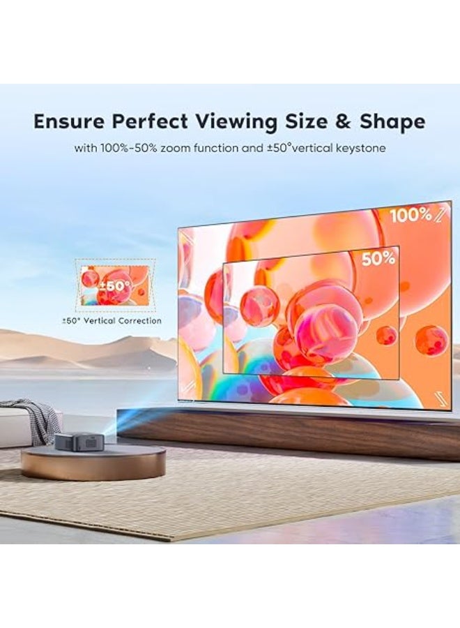 Portable Projector – 1080P with Electric Focus, Wi-Fi & Bluetooth, 4K Support, Home and Outdoor Movie Projector, Compatible with Phones, Laptops, USB, and HDMI - Image 4