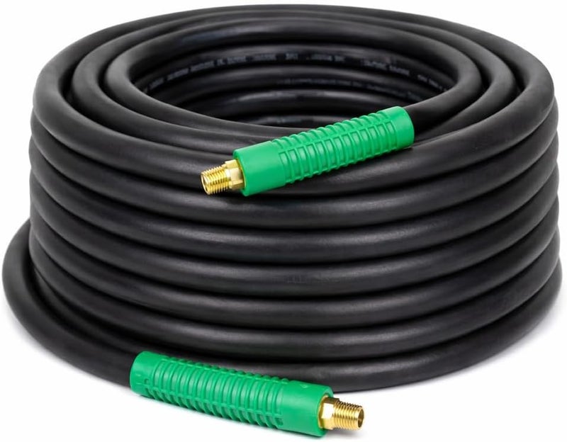 Dynamic Power DP Dynamic Power PRO Black Rubber Air Hose 3/8" x 50' 300 PSI with 1/4" Male Pipe Thread Fittings - Image 1