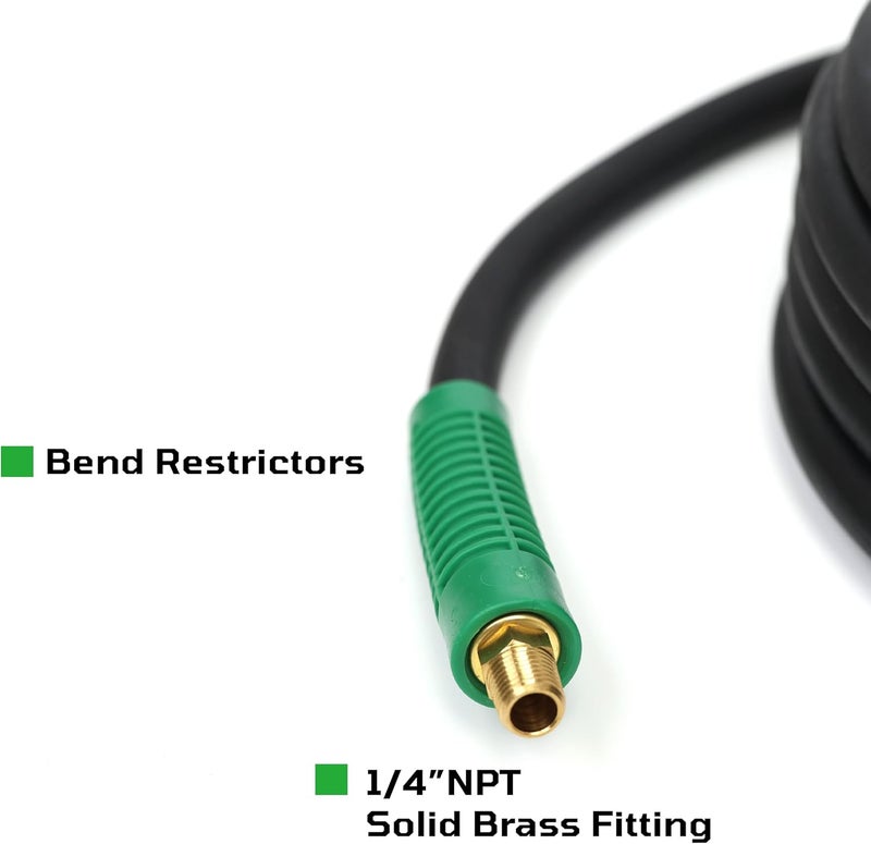 Dynamic Power DP Dynamic Power PRO Black Rubber Air Hose 3/8" x 50' 300 PSI with 1/4" Male Pipe Thread Fittings - Image 3