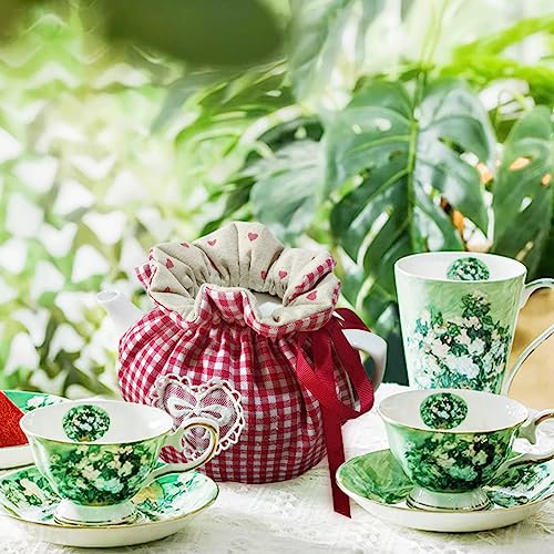 OLizee® 2pcs Insulated Tea Cozy for Teapot Tea Kettle Warmer Cover Teapot Cozy Cover Teapot Dust Cover Teapot Cozy Kettle Cover for Home Kitchen Decor Plaid - Image 5
