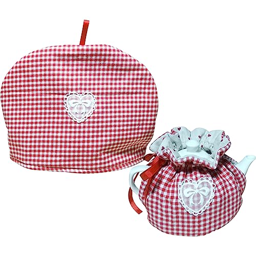 OLizee® 2pcs Insulated Tea Cozy for Teapot Tea Kettle Warmer Cover Teapot Cozy Cover Teapot Dust Cover Teapot Cozy Kettle Cover for Home Kitchen Decor Plaid - Image 1