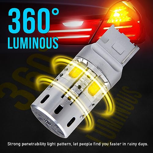 OPP ULITE 7440 Led Bulbs Amber, Built In Resistor Error Free Canbus, Plug N Play, 360 Luminous Turn Signal Light 7444NA T20 7441 WY21W W21W 12V 20-Led Switchback Led Bulb, 2PC Pack - Image 5