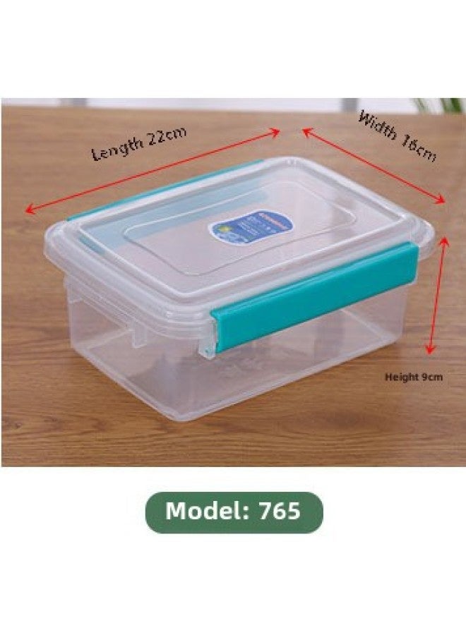 Thickened Seal Ring Storage Box Buckle Box Rectangular Food And Vegetable Refrigerator Crisper Plastic Sealed Box Storage Box-Specifications:765 Thickened Seal Ring (100 Pieces Per Piece)-Color:Transparent Color  - Image 1