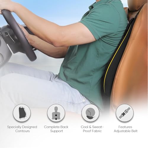 CUSHIO Car Seat Cushion Combo | Car Wedge & Backrest Cushion Combo | Posture Correction | Ergonomic Back & Seating Support | Driving & Daily Commutes | Universal Fit (Black) - Image 4