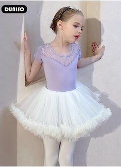 DUNISO Girls Ballet Dresses Leotards with Skirt Dance Dress, Tutu Skirted Leotards Short, Girls Cotton Ballet Dance Dress,  Short Sleeve Leotard with Removable Skirt Toddler Dance Tutu Dress for Girls  - Image 3