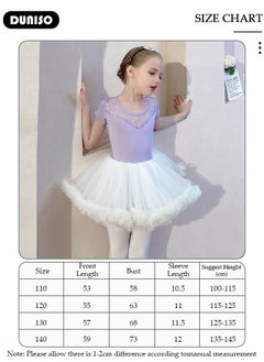 DUNISO Girls Ballet Dresses Leotards with Skirt Dance Dress, Tutu Skirted Leotards Short, Girls Cotton Ballet Dance Dress,  Short Sleeve Leotard with Removable Skirt Toddler Dance Tutu Dress for Girls  - Image 2