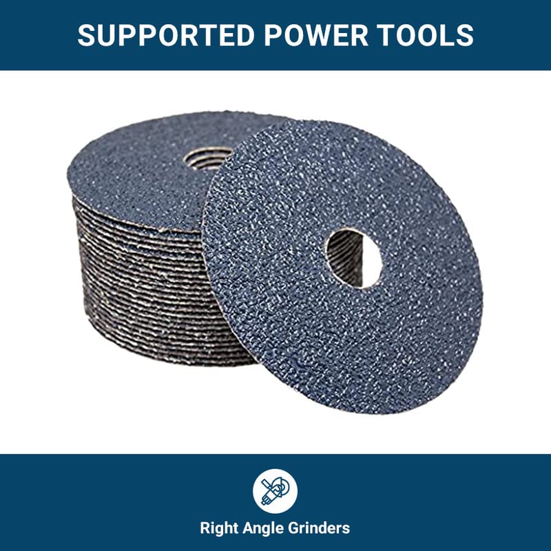 Benchmark Abrasives 4 1/2 Inch Sanding Discs Zirconia Resin Fiber Grinding Disc for Grinding, Stripping on Wood, Fiberglass, Metal, 7/8" Arbor Angle Grinder Sanding Disc, 25 Pack - 120 Grit - Image 5