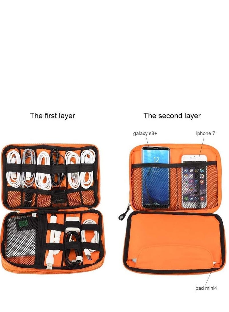VAYMAY Travel Organizer, Electronic Organizer Accessories Bag, Double Layer Electronics Gadget Organizer travel Case for Storage iPad Mini, Cord, Charger, Phone, Adapter, Power Bank, Hard Drives  - Image 2