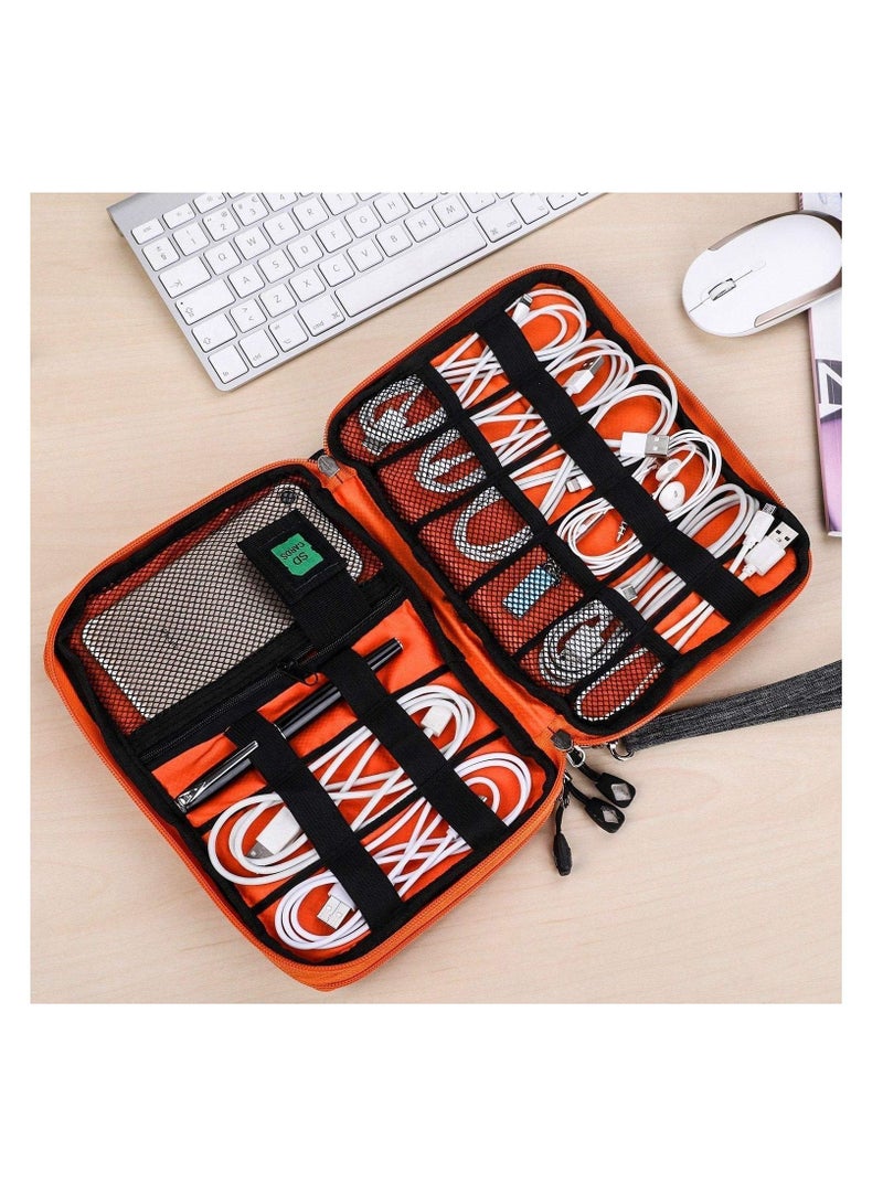 VAYMAY Travel Organizer, Electronic Organizer Accessories Bag, Double Layer Electronics Gadget Organizer travel Case for Storage iPad Mini, Cord, Charger, Phone, Adapter, Power Bank, Hard Drives  - Image 3