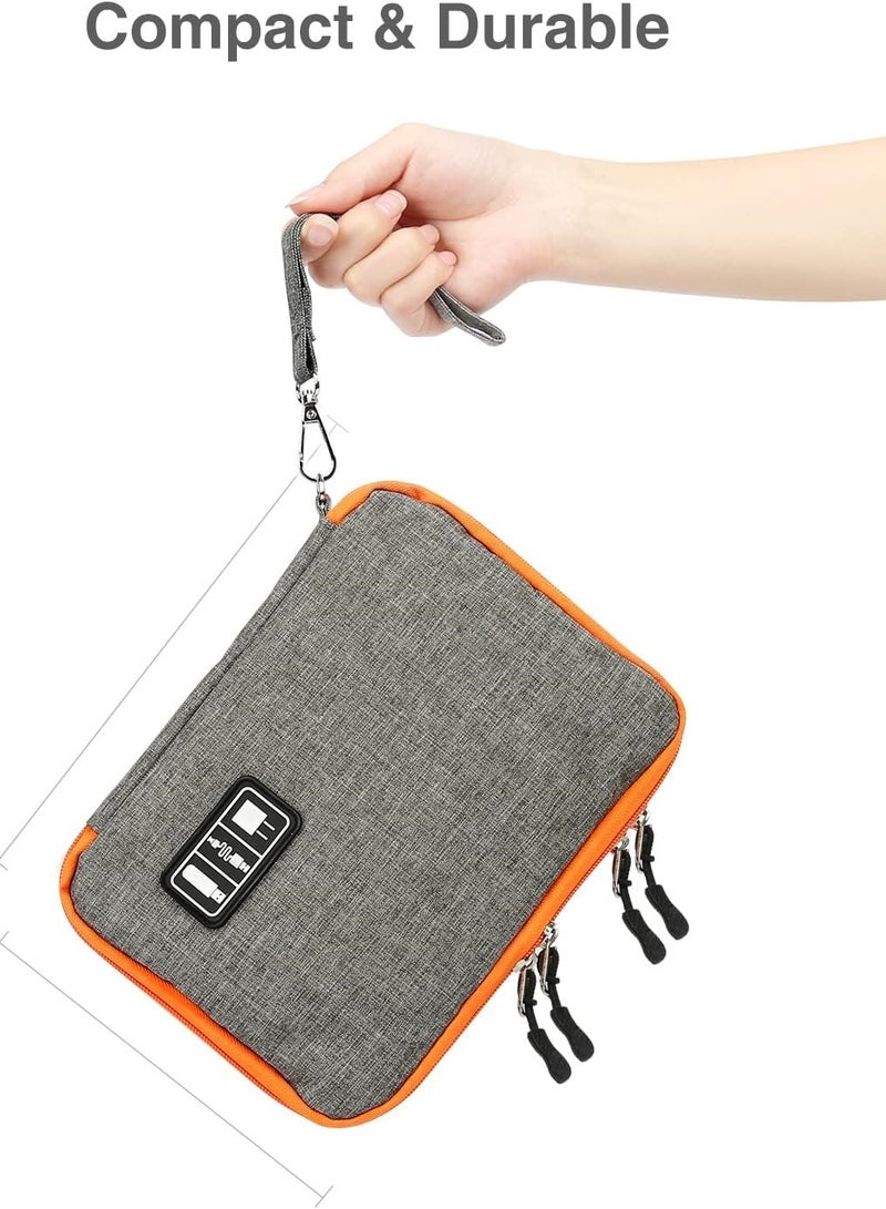 VAYMAY Travel Organizer, Electronic Organizer Accessories Bag, Double Layer Electronics Gadget Organizer travel Case for Storage iPad Mini, Cord, Charger, Phone, Adapter, Power Bank, Hard Drives  - Image 5