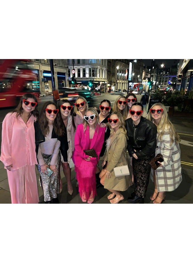 Funky Junque Sunglasses Women Heart Shaped Fashion Eyewear Bachelorette Party Favors Trendy Vintage Retro Love Bride, 3 Pack - Red, One size - Image 5