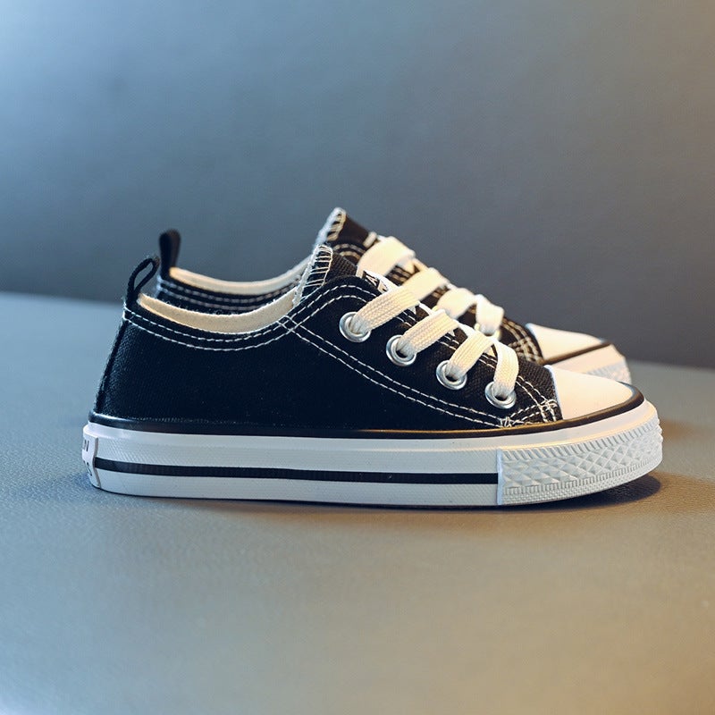 Children'S Canvas Shoes 2024 Korean Style Low-Top Lace-Up Board Shoes Boys And Girls Baby White Shoes Casual Cloth Shoes - Image 4