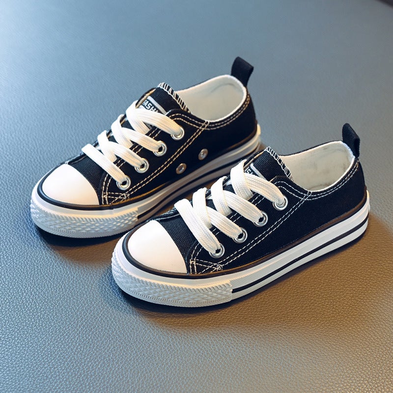 Children'S Canvas Shoes 2024 Korean Style Low-Top Lace-Up Board Shoes Boys And Girls Baby White Shoes Casual Cloth Shoes - Image 5
