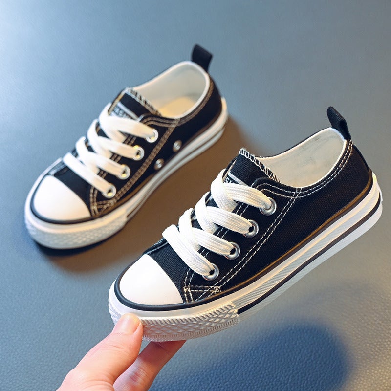 Children'S Canvas Shoes 2024 Korean Style Low-Top Lace-Up Board Shoes Boys And Girls Baby White Shoes Casual Cloth Shoes - Image 3