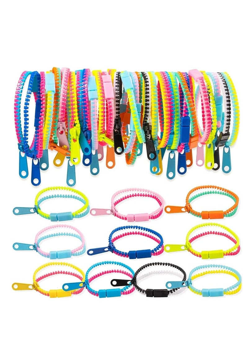 KASTWAVE 30 Pcs 7.5 inch Students Incentives Friendship Zipper Bracelets Birthday Party Favors for Kids Stress Relief Quiet Fidget Toys - Image 1
