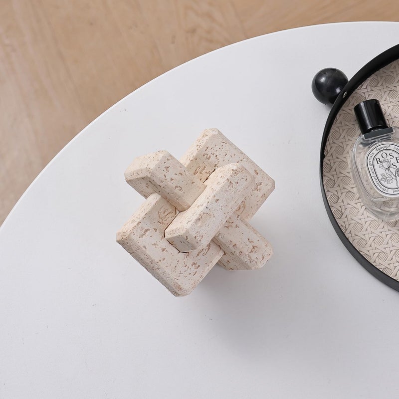 Dneuoir 3-Link Knot Resin Travertine Decor, Coffee Table Decor, Book Shelf Entry Table Decoration, Boho Decorative Objects, Aesthetic Accents for Modern Rustic Office Living Room Home DÃ©cor - Image 2