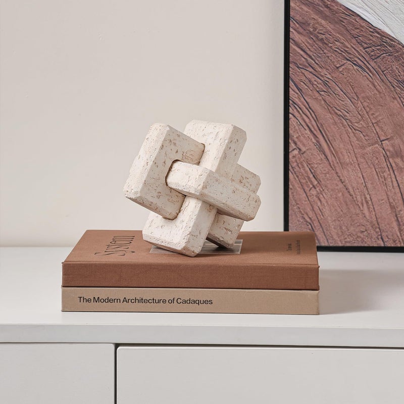 Dneuoir 3-Link Knot Resin Travertine Decor, Coffee Table Decor, Book Shelf Entry Table Decoration, Boho Decorative Objects, Aesthetic Accents for Modern Rustic Office Living Room Home DÃ©cor - Image 3