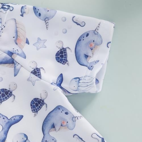 ZyHwShine Toddler Infant Baby Boy Swimsuit Newborn Rash Guard Baby Boys Girls One Piece Zipper Bathing Suit Swimwear with Hat (Blue, 6-12 Months) - Image 4