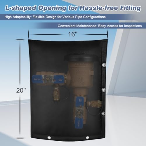Safoner Outdoor Backflow Preventer Cover- 16''W x 20''H, Winter Freeze & Weatherproof Protection for Irrigation Pipes & Sprinkler Valves- Black - Image 2