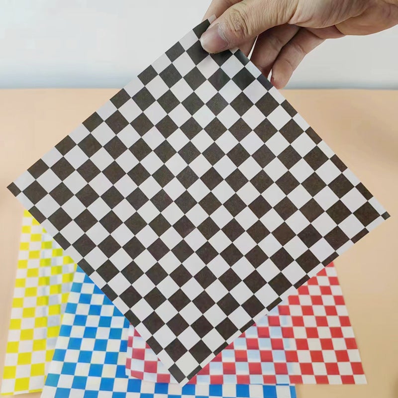 Color Chessboard Plaid Oil-Proof Paper Fried Food Oil-Absorbing Paper Hamburger Sandwich Wrapping Paper Plate Oil-Proof Pad Paper - Image 4