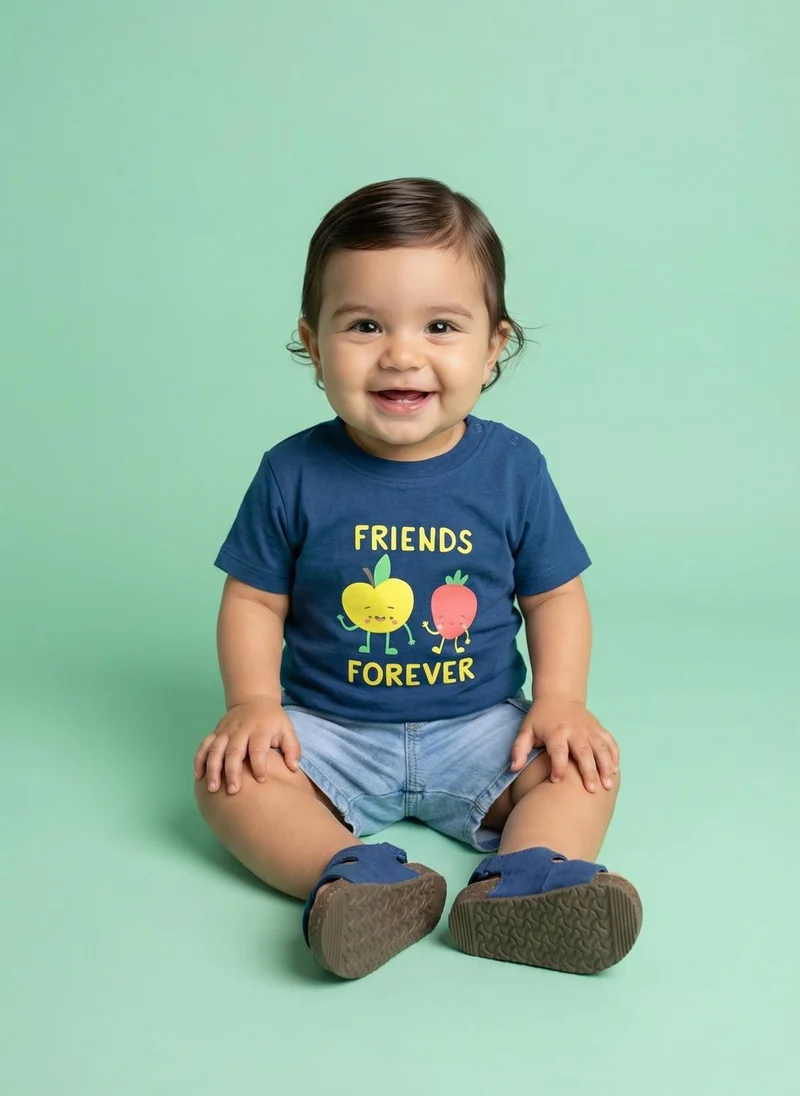 Nautinati Nautinati Baby Boys' 100% Cotton Pack of 2 Printed Round Neck T-shirts