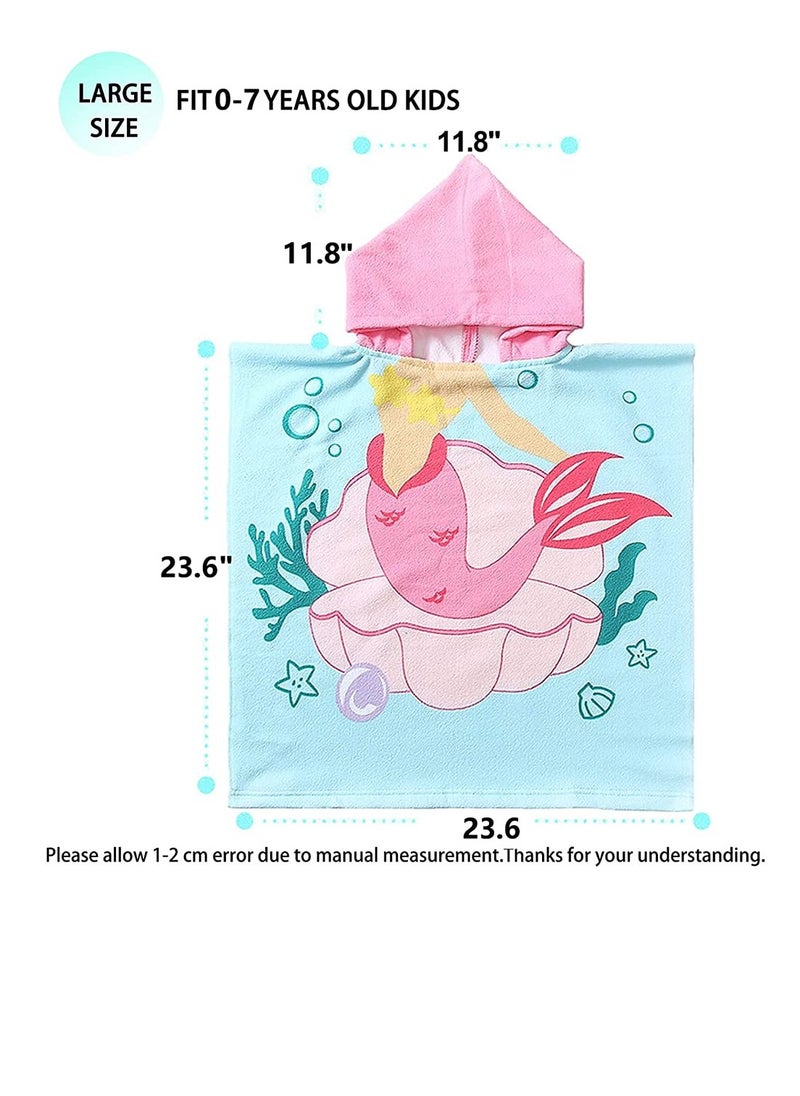 Excefore - Hooded Bathrobe,Kids Beach Towel for Boys Girls, Hooded Bath Towel Wrap, Toddler Pool Towel with Hood, Super Soft, Absorbent Microfiber Beach Towel for 0 - 7 Years (Mermaid) - Image 1