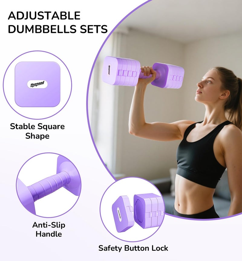 Upspeed 20LB Adjustable Dumbbell Set Hand Weights for Women Men, Exercise Fitness dumbbell Adjust dumbbells set of 2 for Home Gym Workout Strength Training Equipments Purple - Image 5