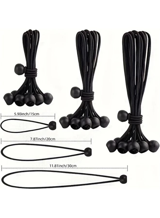 20 Black Ball Bungee Cords 11 81 Inch for Shelter Gazebo Camping Tent Cargo - Image 1