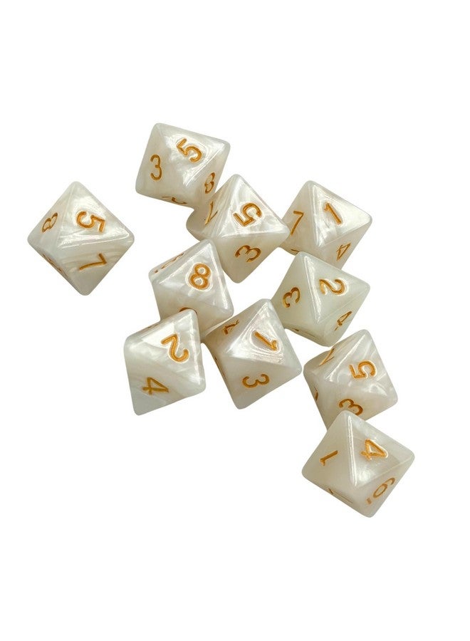 Marsrut 10 Pieces D8 Polyhedral Dice Set - 8 Sided Dice with Numbers | Ideal for Board Games, Classroom Activities, Party Table & Gaming Fun (Color: White, Size: 1.6cm/0.63in)  - Image 1
