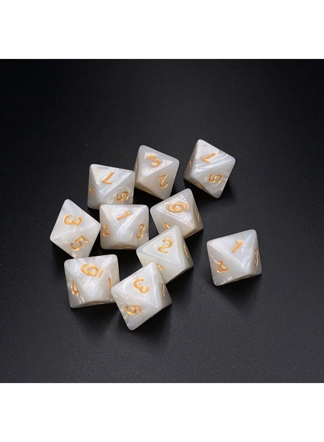 Marsrut 10 Pieces D8 Polyhedral Dice Set - 8 Sided Dice with Numbers | Ideal for Board Games, Classroom Activities, Party Table & Gaming Fun (Color: White, Size: 1.6cm/0.63in)  - Image 3