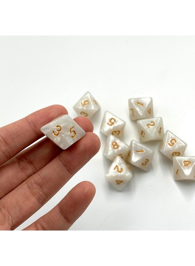 Marsrut 10 Pieces D8 Polyhedral Dice Set - 8 Sided Dice with Numbers | Ideal for Board Games, Classroom Activities, Party Table & Gaming Fun (Color: White, Size: 1.6cm/0.63in)  - Image 4